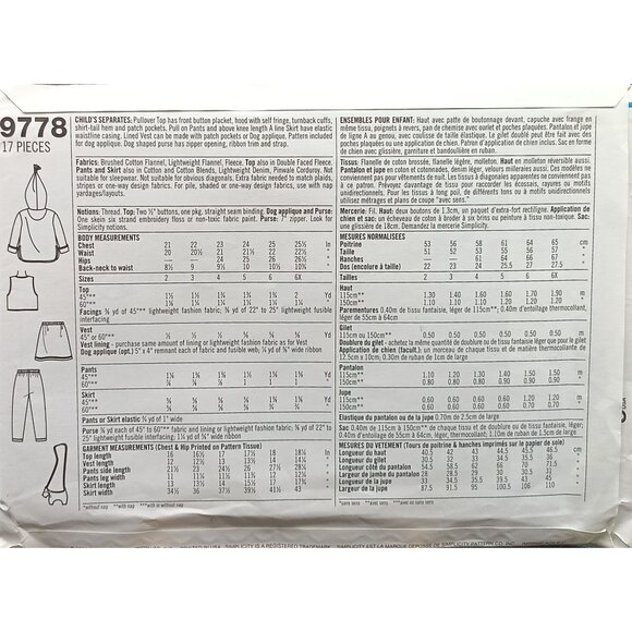 UNCUT Vintage Simplicity 9778 Childs Separates Pattern AA 2 3 4 Pullover Top Pan - Picture 2 of 2